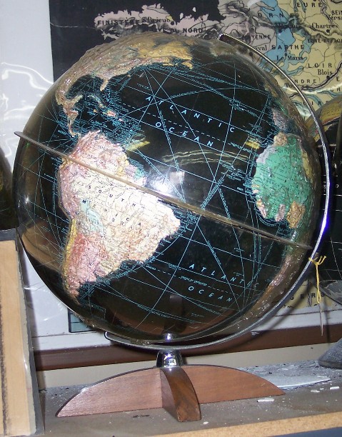 Globes Antique Black Oceans