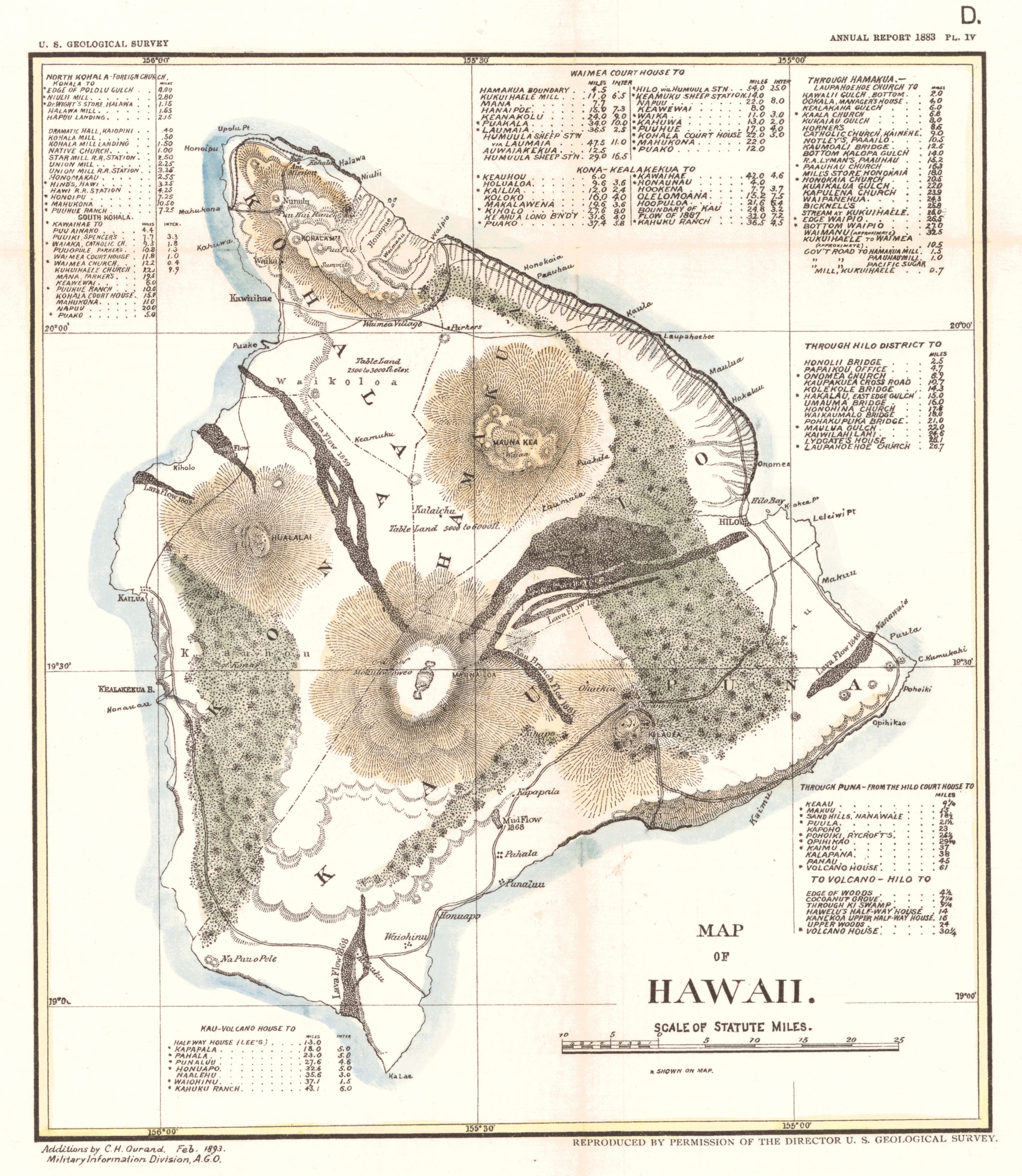 1898 Vintage Cartographic Map Print Rand McNally Atlas Map of Hawaii 