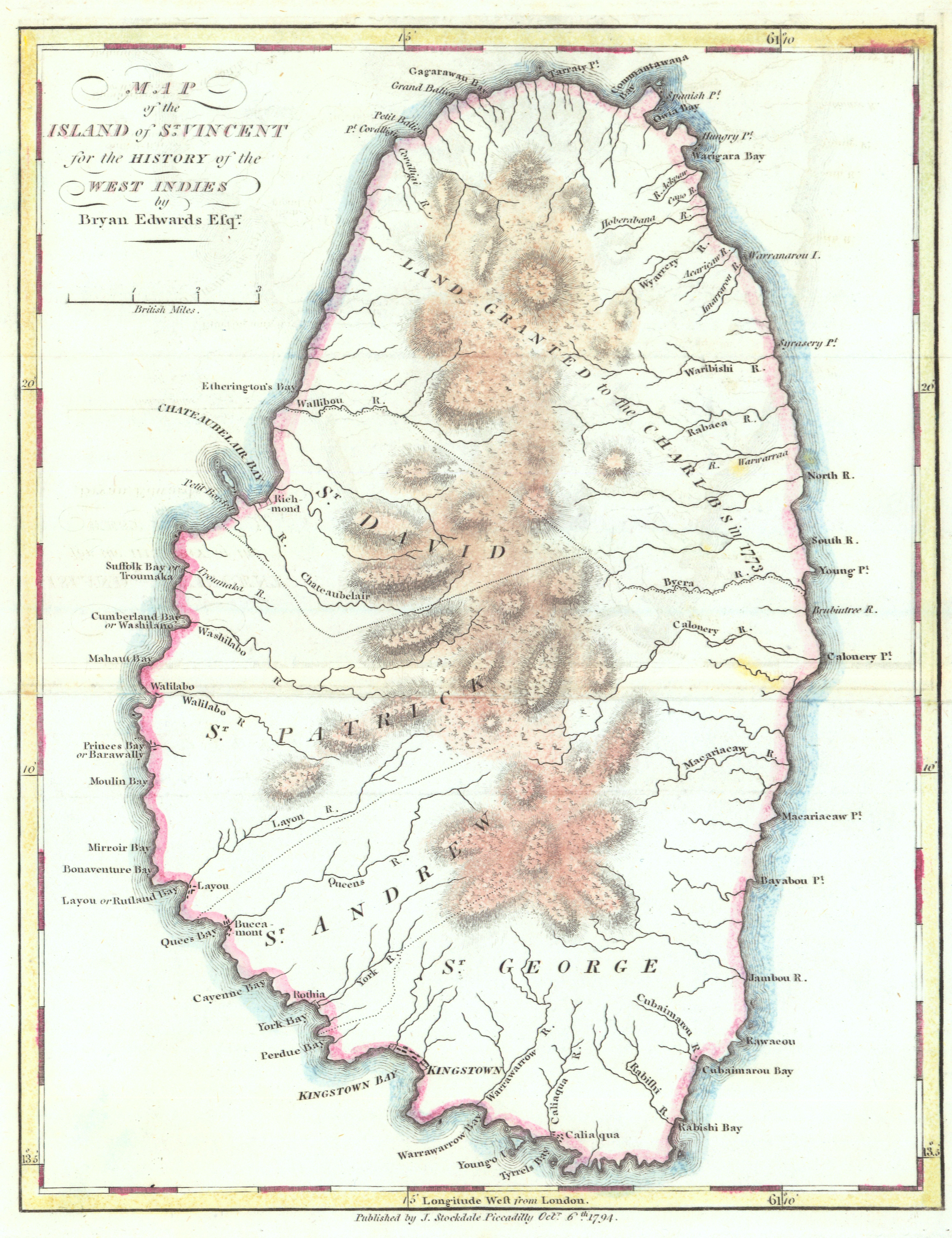 Mall St Vincent Map Maps Antique Country Saint Vincent And The Grenadines