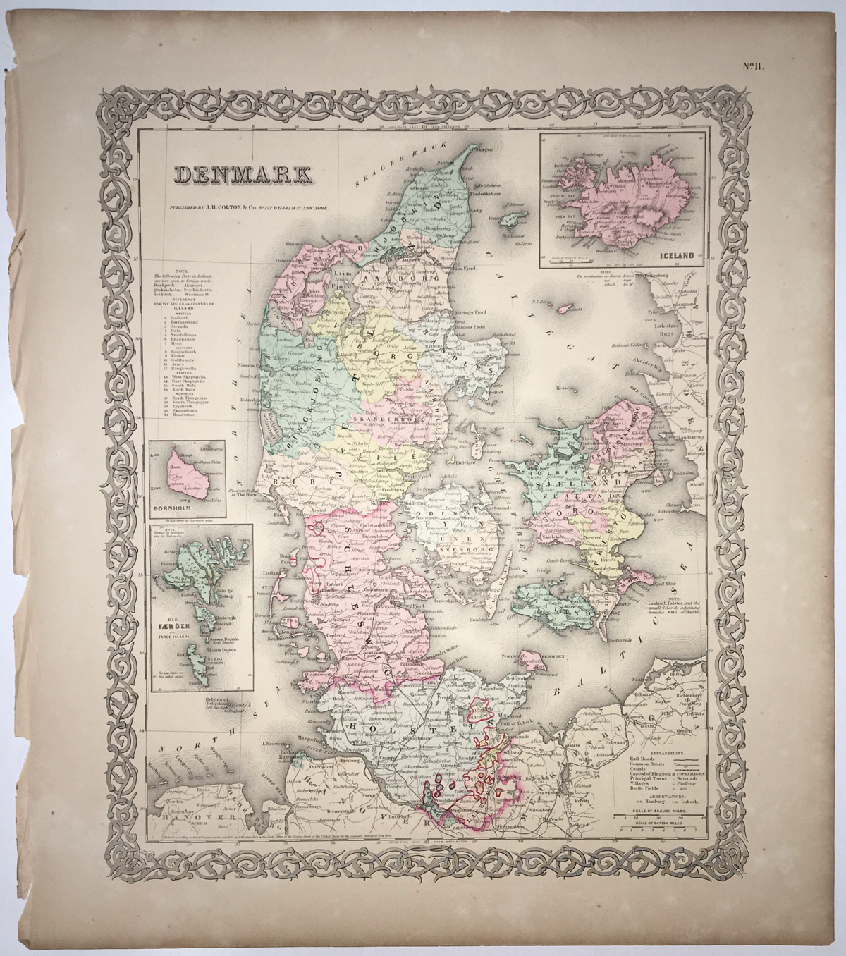 Maps Antique Country Denmark